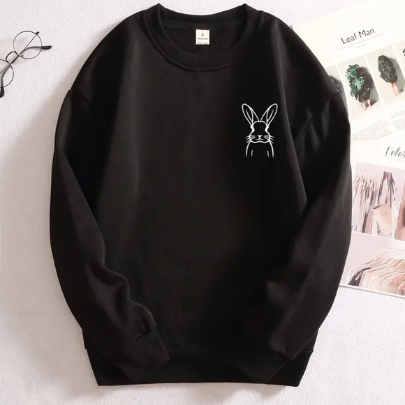 Rabbit Print Sweatshirt, Crew Neck Casual Sweatshirt size large - Picture 1 of 3